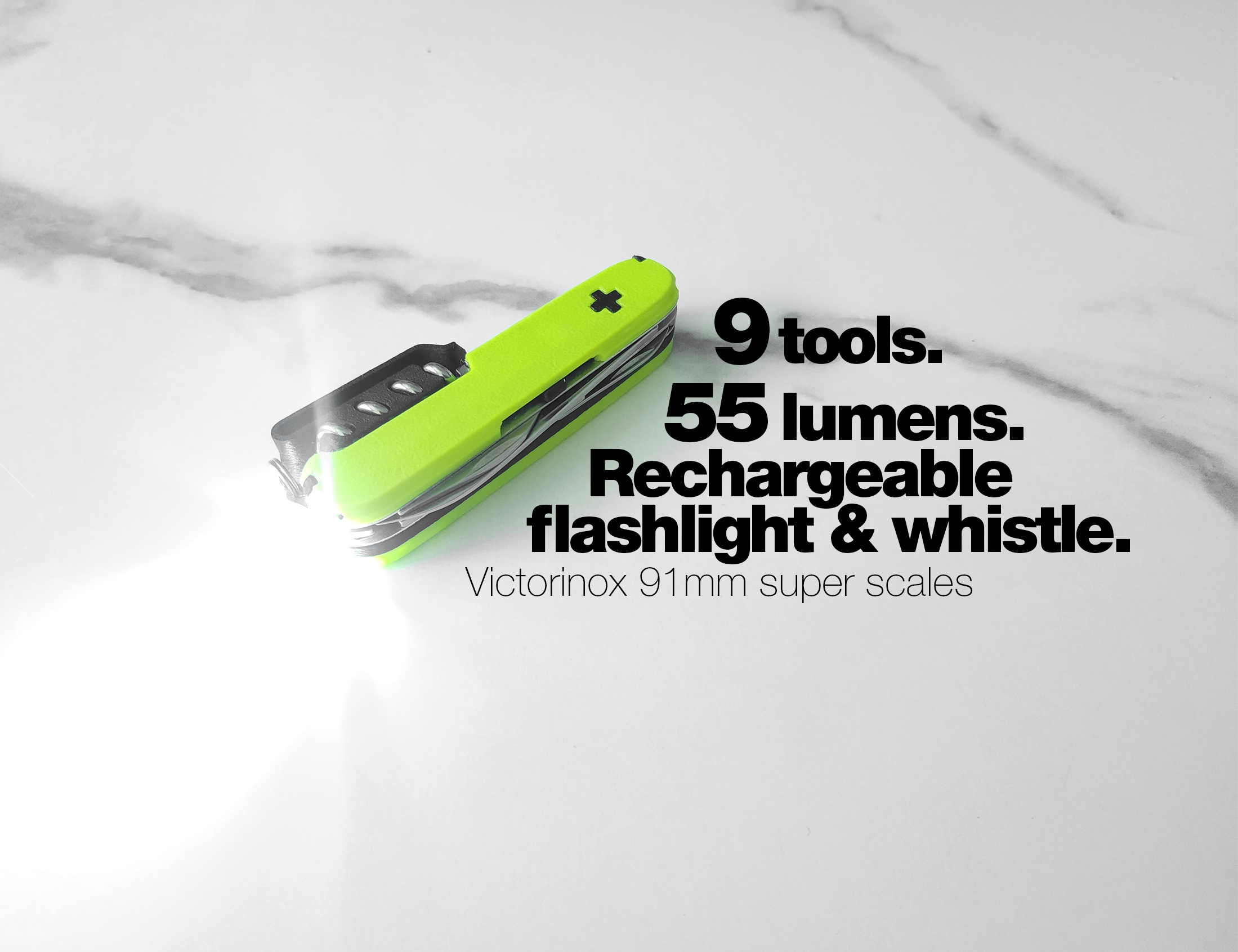 Victorinox 91mm Flashlight / Whistle 7 Tool Super Scale for Swiss Army Knife