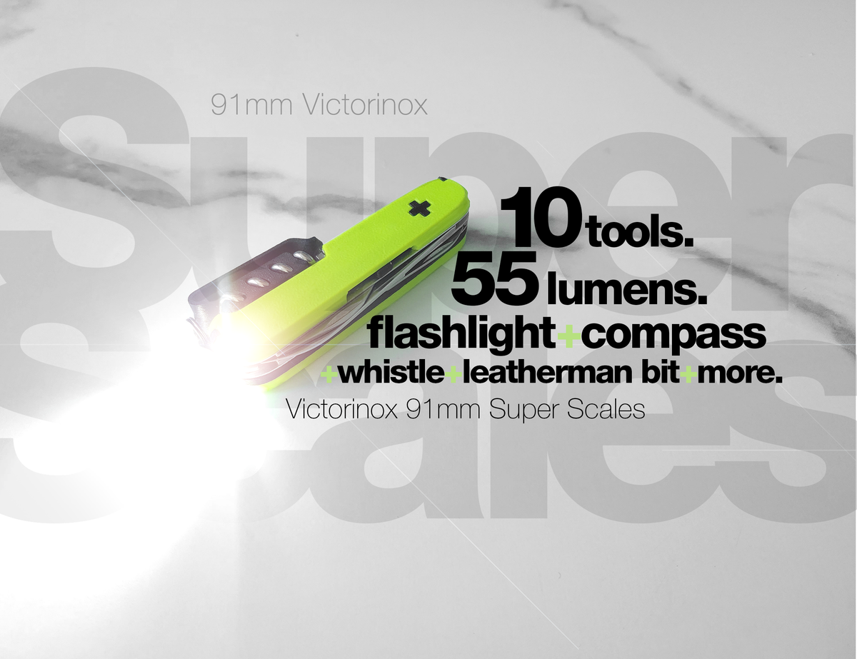 Victorinox 91mm Flashlight / Whistle 10 Tool Super Scale for Swiss Army Knife